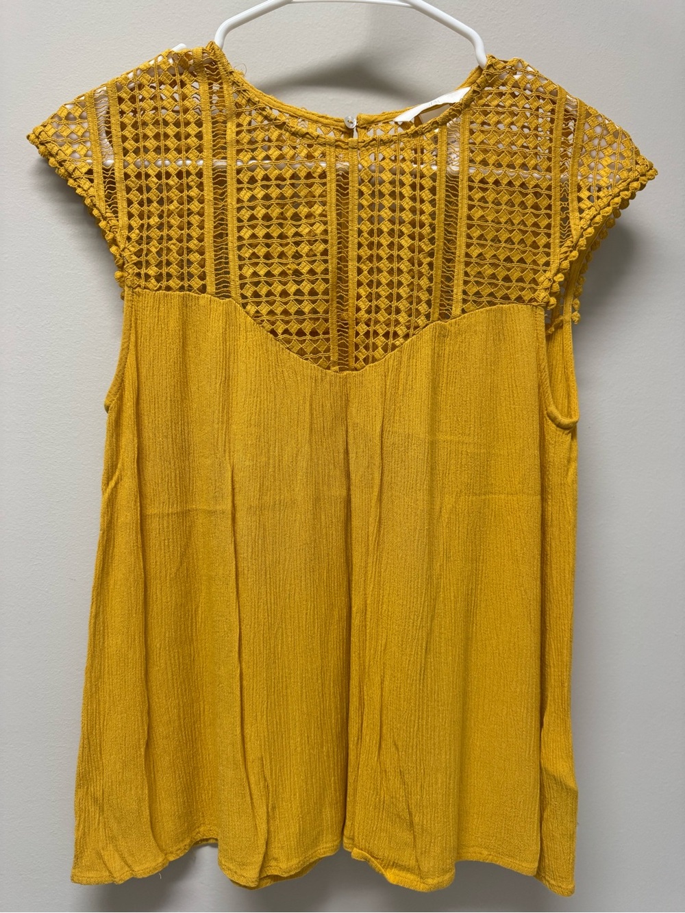 H&M Mustard Yellow Crochet Yoke Sleeveless Camisole